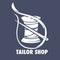 Tailor fashion shop icon thread coil and needle
