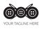 Tailor logotype crossed sewing needles with sewing buttons. Tailor logo template symbol