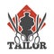 Tailor service or atelier mannequin and scissors isolated icon