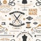 Tailor shop seamless pattern or background. Vector. Concept for sewing shop business. Design with sewing accessories