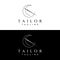 Tailor silhouette logo with needle, thread, benik and sewing machine markings. Logo design for tailors, fashion, boutiques and