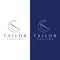 Tailor silhouette logo with needle, thread, benik and sewing machine markings. Logo design for tailors, fashion, boutiques and