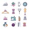 Tailor tools icons set, cartoon style