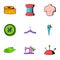 Tailoring icons set, cartoon style