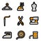 Tailoring object icon set vector