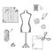 Tailoring or sewing sketched icons and objects