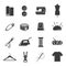 Tailoring tools black and white glyph icons set