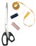 Tailors tools - scissors, thread and tape measure