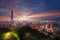 Taipei 101 towers over the Xinyi District at twilight