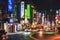 Taipei nightlife neon lights taxis crowded city streets