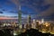 Taipei skyline at dusk, Taiwan