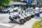 Taipei, TAIWAN - 3 Oct, 2017: Taiwan Police cars and motocycle were parking beside the street near police station. They ready to