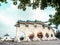 Taipei, Taiwan - May 13, 2019: Arch in front of the Liberty Square Freedom Square Main Entrance gate with tourist visiting