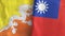 Taiwan and Bhutan two flags textile cloth 3D rendering