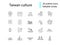 Taiwan culture outline icons set. Oriental specialty. Editable stroke. Isolated vector stock illustration