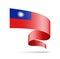 Taiwan flag in the form of wave ribbon.