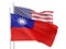 Taiwan flag next to the United States flag. 3d illustration
