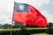 Taiwan flag waving in the wind near the area of National Dr. Sun Yat-Sen Memorial Hall in Taipei, Taiwan