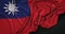 Taiwan Flag Wrinkled On Dark Background 3D Render