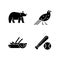 Taiwan national endemic black glyph icons set on white space.
