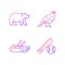 Taiwan national endemic gradient linear vector icons set.