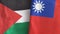 Taiwan and Palestine two flags textile cloth 3D rendering