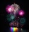 Taiwan, Penghu International Ocean Fireworks Festival, Rainbow Bridge, Magong Guanyinting Recreation Area, long exposure, new year