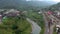 TAIWAN, RUEIFANG - MAY, 2023: Aerial drone of old town Rueifang, famous landmark tourist village on the mountain