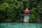 Taiwan\'s Sun Moon Lake in Nantou County, Lake View Pavilion, Chiang Kai-shek reportedly often in this front view of the lake