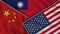 Taiwan United States of America China Flags Together Fabric Texture Effect Illustrations