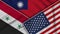 Taiwan United States of America Syria Flags Together Fabric Texture Illustration