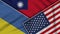 Taiwan United States of America Ukraine Flags Together Fabric Texture Illustration