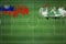 Taiwan vs Iraq Soccer Match, national colors, national flags, soccer field, football game, Copy space