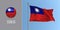 Taiwan waving flag on flagpole and round icon vector illustration