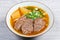 Taiwanese beef noodle soup is a noodle soup dish originating from Taiwan