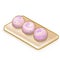 Taiwanese crystal taro cake pastry bakery on wooden board isometric icon raster illustration