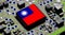 Taiwanese National Flag overlaid on PC micro chip on integrated circuit