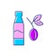 Taiwanese plum wine flat icon. Oriental fruit wine bottle. Asian alcohol drink Umeshu. Isolated vector illustration