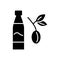 Taiwanese plum wine glyph icon. Oriental fruit wine bottle. Isolated vector stock illustration