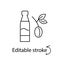 Taiwanese plum wine outline icon. Oriental fruit wine bottle. Isolated vector stock illustration