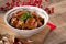 Taiwanese traditional food pork knuckle in a bowl for Chinese Lunar New Year meal