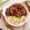 Taiwanese traditional food pork knuckle with vermicelli