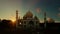 Taj Mahal against beautiful timelapse sunrise, panning