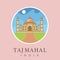 Taj Mahal, Agra, Uttar Pradesh, India Landmark Design Vector Illustration. Travel and Attraction, Landmarks, Tourism , Religion