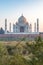 Taj Mahal as seen from across the Yamuna River northern view