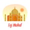 Taj Mahal Flat Illustration with Lettering, Text