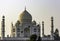 Taj Mahal with flying birds in Agra