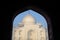 Taj Mahal framed by an Arch