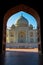 Taj Mahal framed in arch, Agra, India