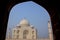 Taj Mahal framed with the arch of jawab, Agra, Uttar Pradesh, In